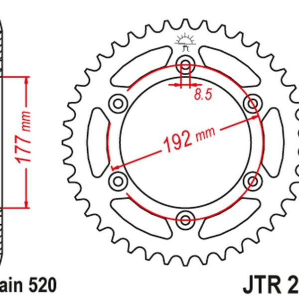 Zębatka Tylna 223 52 Husqvarna WR 250 ’83-84, WR/CR 250 ’80, WR 350 ’81-88, WR/CR 400 ’81-89, CR 400/430 ’81-83 (22352JT) (Łańc. 520) | JT