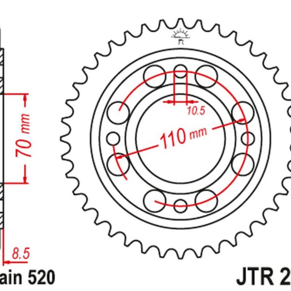 Zębatka Tylna 247 36 Honda CB/CBX 250 ’78-84′, CB 400 N/T ’81-83′ (24736JT) (Łańc.520) | JT