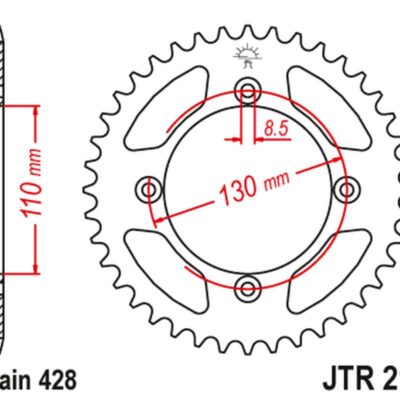 JT ZĘBATKA TYLNA 249 52 HONDA CR80 '86-02', CR85 '03-07' (24952JT) (ŁAŃC.428)