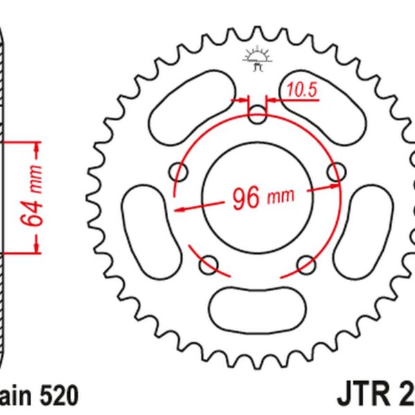 Zębatka Tylna 254 45 Honda CBF 250 ’04-’07 (25445JT) (Łańc. 520) | JT