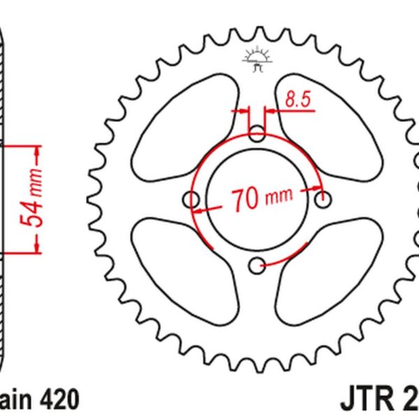 Zębatka Tylna 257 40 Honda C 50/70 ’75-87′ (25740JT) (Łań420) NA Zamówienie | JT
