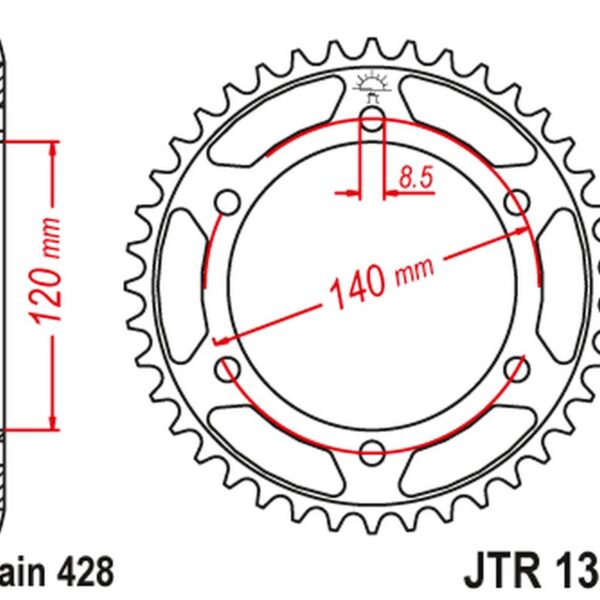 Zębatka Tylna 260 50 Honda XLR 250 Baja ’88-94′ (26050JT) (Łańc428) | JT