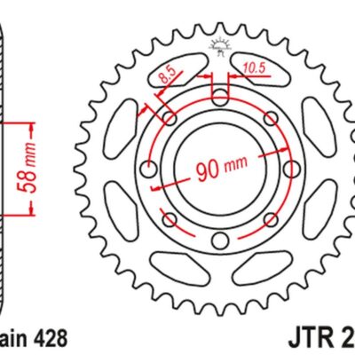 Zębatka Tylna 269 34 Honda CG 125 '02-'05, CM 125 '82-'97, CB 125T '82-'88, Daelim VC 125 '96-'99 (26934JT) (Łańc. 428)