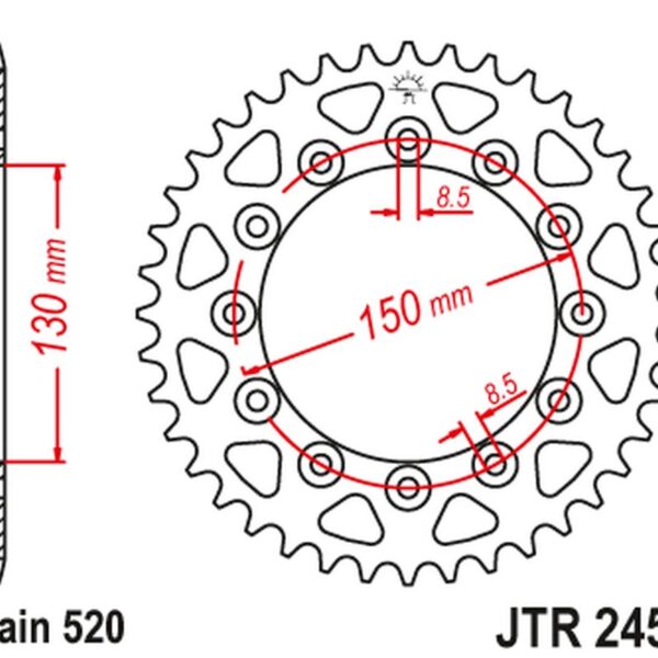 Zębatka Tylna 270 42 Yamaha YZ/YZF/WRF ’99-’24 (27042JT) (Jtr245/2.42) (Łańc. 520) | JT