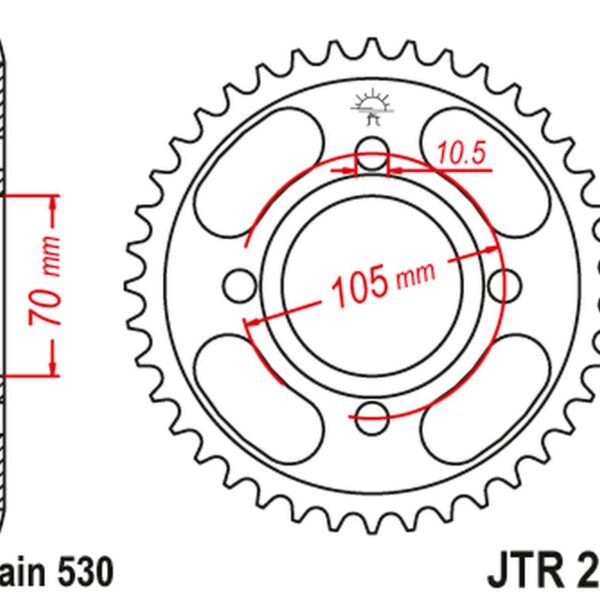JT Zębatka Tylna 278 36 Honda CB 250 ’73-77′,Cj 250 ’76-79′, CB 360/400 ’75-79′ (27836JT) (Łańc.530)