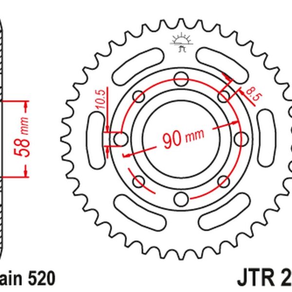 JT ZĘBATKA TYLNA 279 32 HONDA CB 250 TWO FIFTY, NIGHTHAWK ’92-’02, CMX250 REBEL (27932JT) (ŁAŃC. 520)