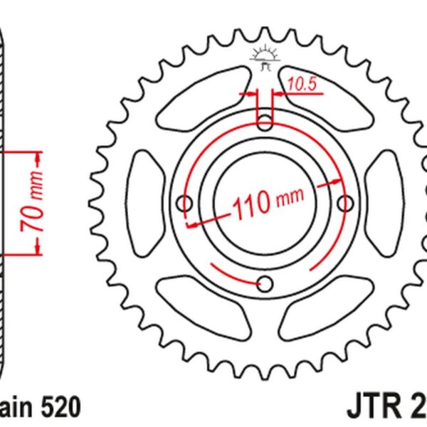 Zębatka Tylna 281 44 Honda CB 250 RSA ’80-83′ (28144JT) (Łańc520) | JT