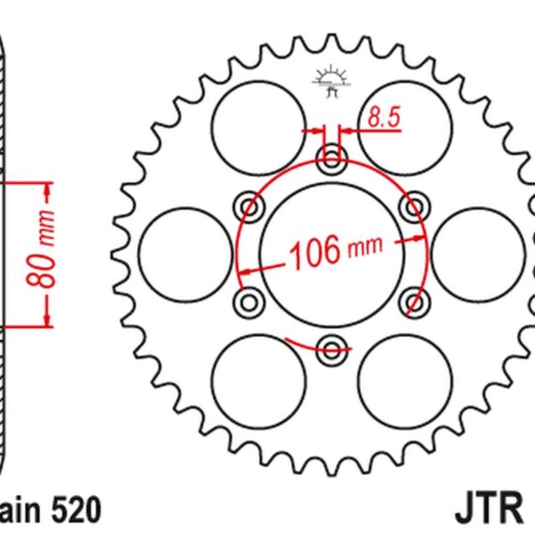 Zębatka TYLNA 3560 45 Aprilia SX 125 ’08-’12, MX 125 ’04-’07 (356045JT) (Łańc. 520) | JT