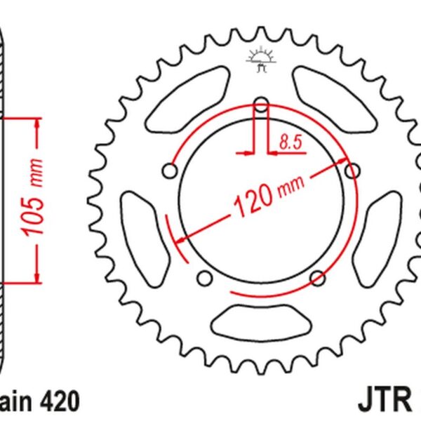 Zębatka Tylna 3565M 55 Aprilia 50RX ’98-’05, 50SM ’03-’06 (3565M55Jt) (Łańc. 420) | JT
