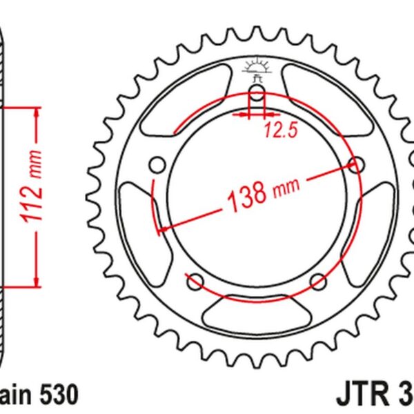 JT ZĘBATKA TYLNA 408 43 HONDA CBR 600F ’91-’96, CBF 1000 ’06-’10 (SC58) (40843JTZBK) (ŁAŃC. 530) KOLOR CZARNY
