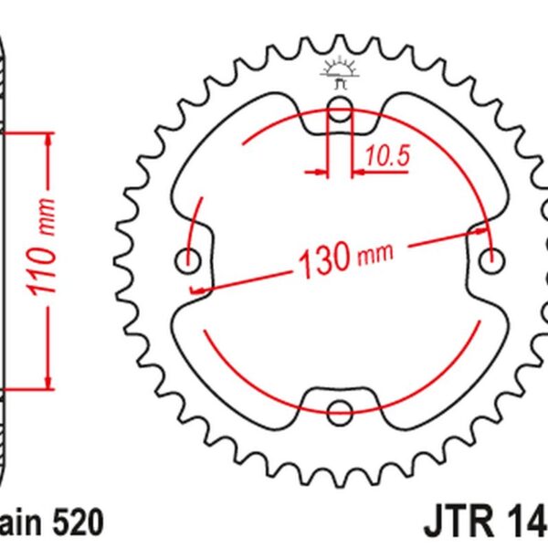 Zębatka TYLNA 4303 40 Kawasaki KSF 450 (Kfx 450) ’08-14′ (ATV) (430340JT) (ŁANC.520) | JT