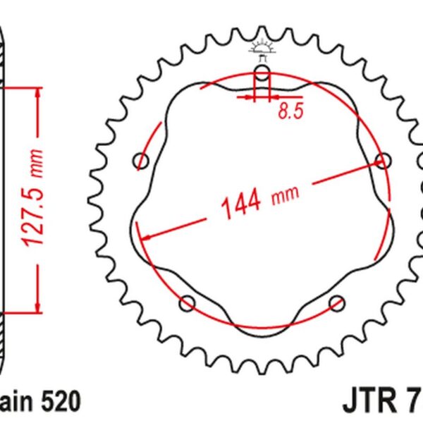 JT Zębatka napędowa – DUCATI 950 HYPERMOTARD (1995-2020) – JTR751.42