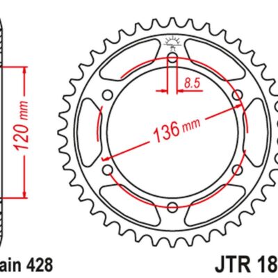 Zębatka TYLNA 4324 55 Yamaha TDR 125 '93-'99 (432455JT) (Łańc. 428)