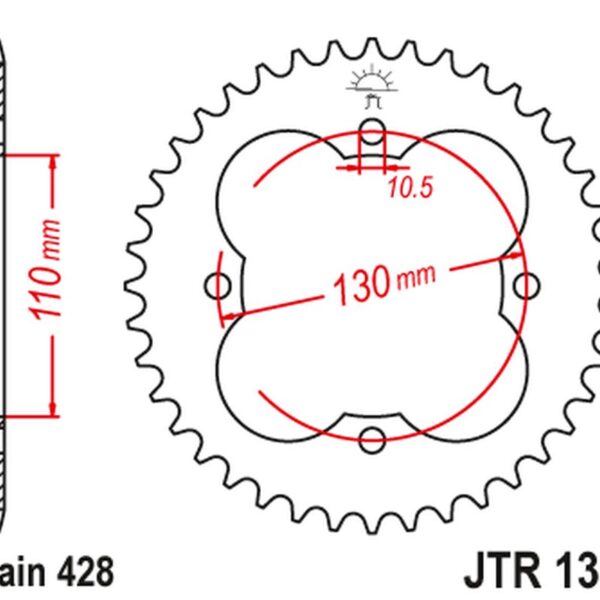 Zębatka Tylna 4355 48 Honda TRX 90 ’93-19′, TRX 125 ’87-88′ (435548JT) (Łańc.428) | JT