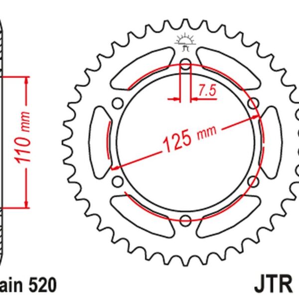 Zębatka TYLNA 4357 44 Honda CBR 600F ’99-’00 (PC35 (+1) (435744JT) (Łańc. 525) | JT