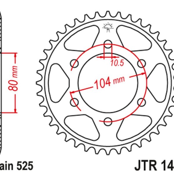 Zębatka Tylna 4359 42 Kawasaki ZX750R, Ninja, KLZ Versys (12-) (435942JT) (Łańc. 525) (Czarna) | JT