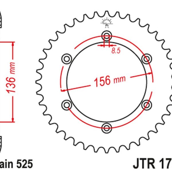 Zębatka TYLNA 4365 42 Suzuki DR 650 SE ’96-’12 (436542JT) (Łańc. 525) | JT