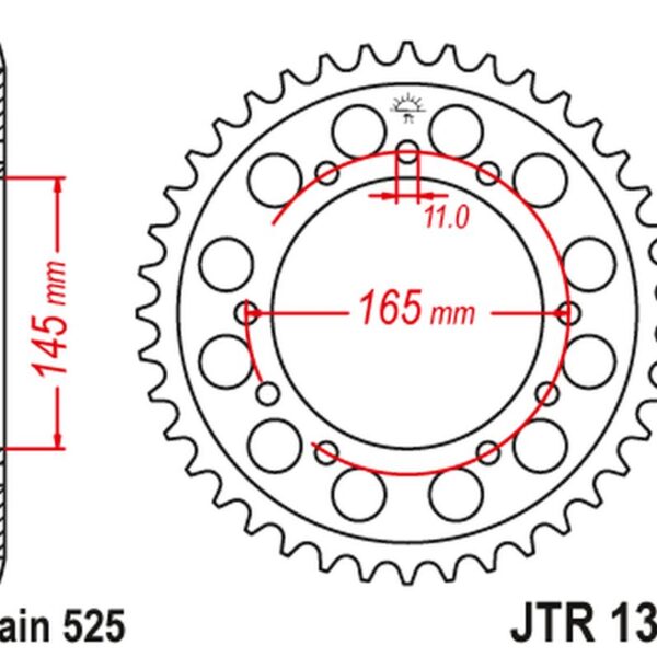 Zębatka TYLNA 4367 45 Honda NTV 650 Bro’s ’88-91′, NT/NTV/VFR 400 ’87-91′ (436745JT) (ŁAŃC.525) | JT
