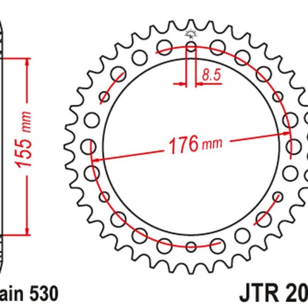 Zębatka TYLNA 4392 44 Triumph 900/955/1000 (+1) (439244JT) (Łańc. 530) | JT