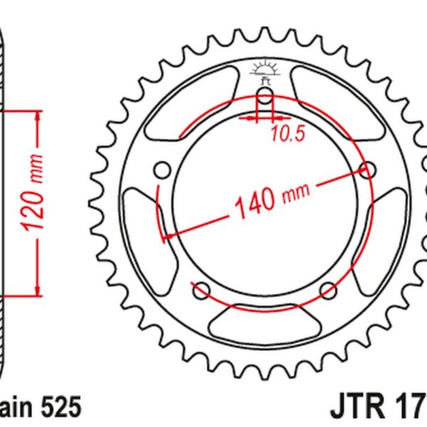 Zębatka Tylna 4398 45 Suzuki Gsxr 600 ’01-’05, Gsxr 750 ’06-’10 (439848Jtzbk)* (Łańc. 525) | JT