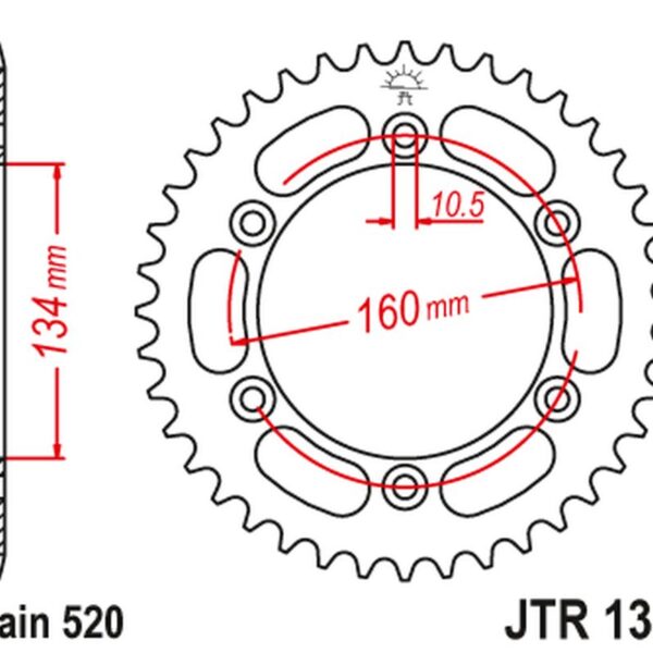Zębatka Tylna 4400 40 Honda CBR 600F ’01-20′, CBR 900 RR ’00-03′, CBR 1000 RR ’04-20′, VTR 1000 Sp1/Sp2 ’00-06′ (440040JT) (Łańc.520) Konwersja | JT