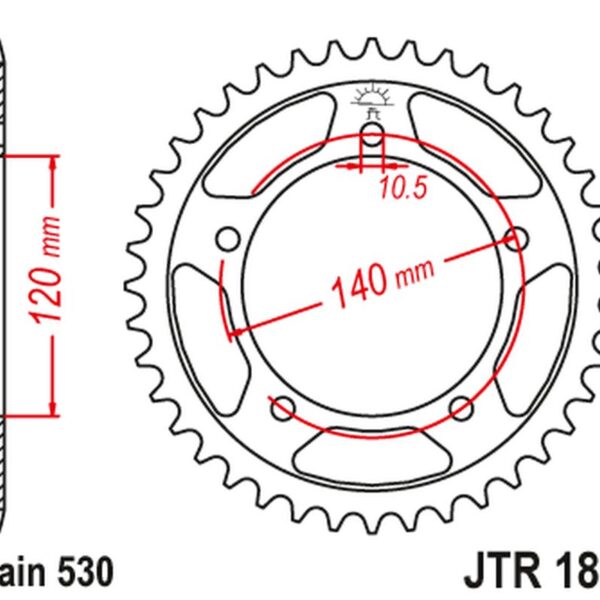 Zębatka Tylna 4409 45 Triumph Tiger 1050 ’07-’14 (440945JT) (Łańc. 530) (+1) | JT