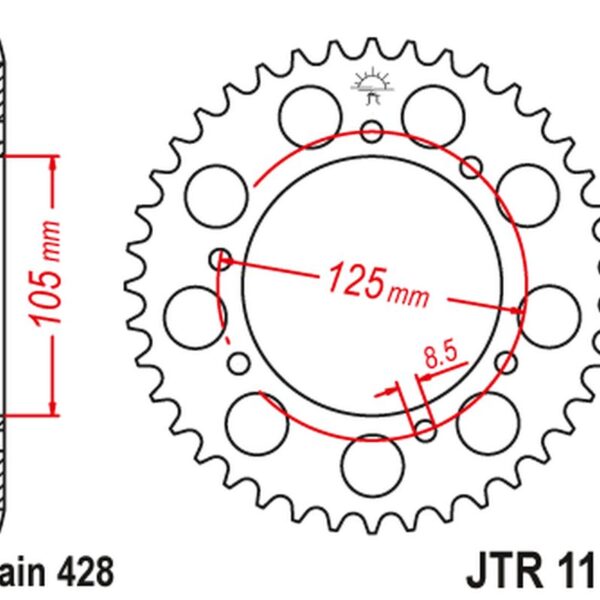 Zębatka TYLNA 4413 50 Yamaha XT 125X/SM ’05-’09 (441350JT) (Łańc. 428) – Zastępuje JTR1134.50ZBK | JT