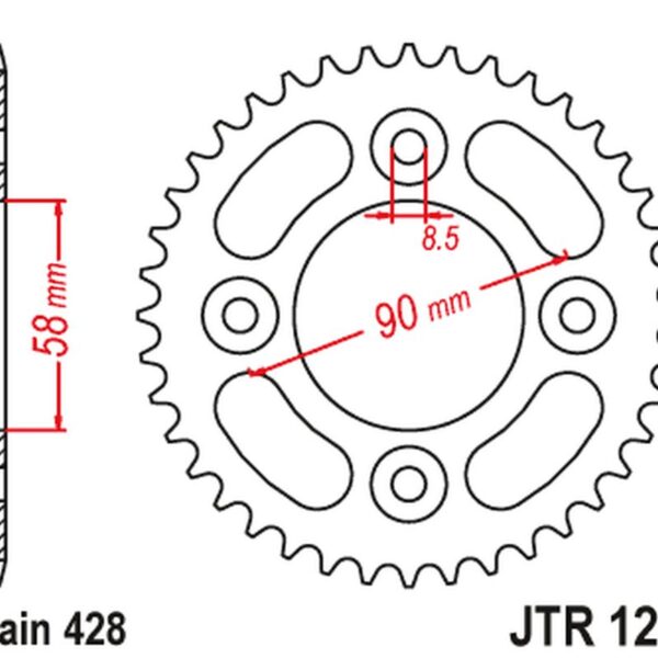 Zębatka TYLNA 4462 35 Honda 110 WAWE/ASTREA GRAND ’12-18′, 125 Innova/Supra-X ’03-18′, Sym VF 125 (446235JT) (ŁAŃC.428) NA Zamówienie | JT