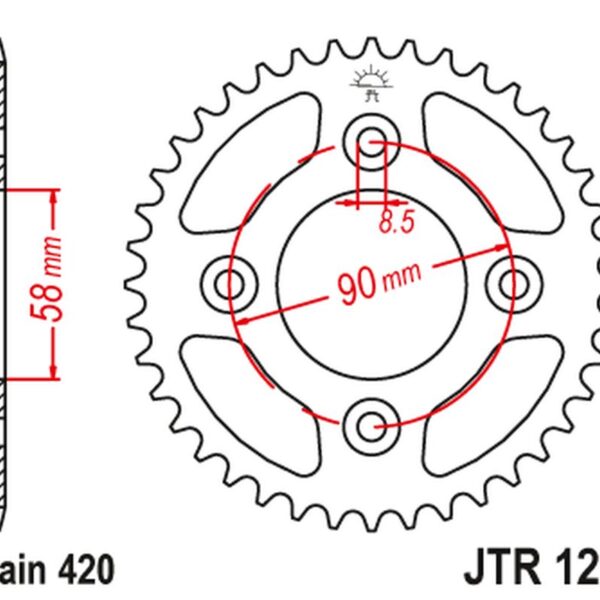 Zębatka Tylna 4463 37 Honda CRF 50 ’04-20′; XR 50 ’00-04′ (446337JT) (Łańc.420) | JT