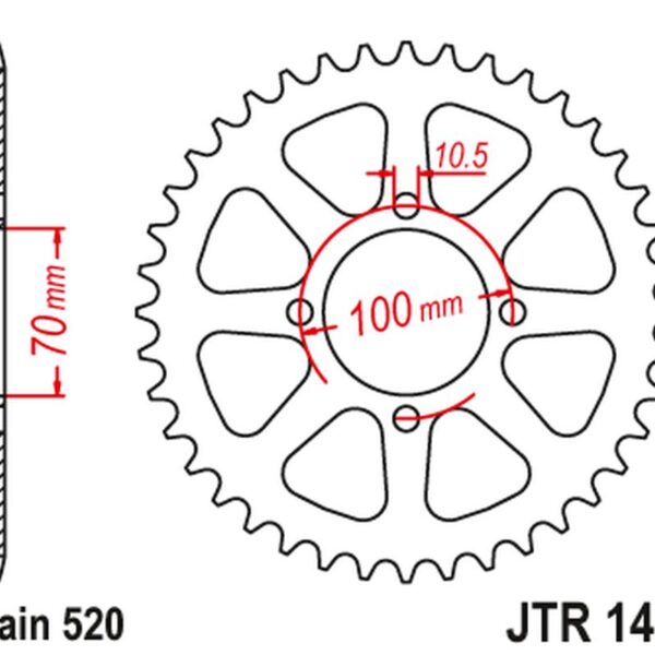 Zębatka TYLNA 4465 50 Kawasaki KLT 200/250 ’82-85′ (446550JT) (ŁAŃC.520) NA Zamówienie | JT