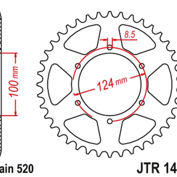 Zębatka TYLNA 4466 37 Kawasaki KXT 250 B1/B2 ’86-87′ (446637JT) (ŁAŃC.520) NA Zamówienie | JT