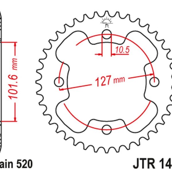 Zębatka TYLNA 4480 37 Polaris 450 OUTLAW ’08-10′, 500 Predator ’03-07′, 525 OUTLAW ’08-10′ (448037JT) (ŁAŃC.520) | JT
