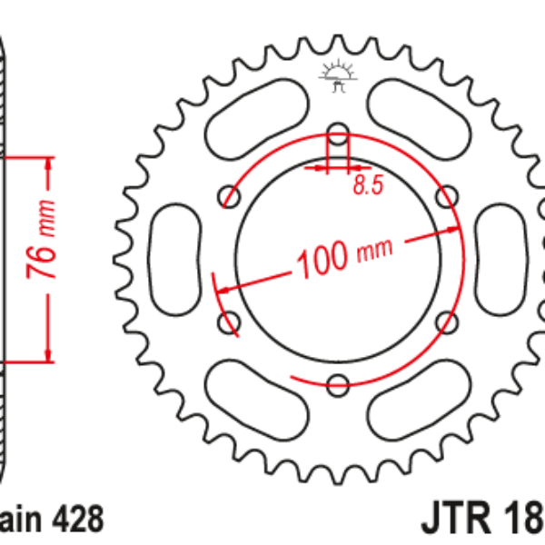 Zębatka TYLNA 4513 52 Yamaha YZF 125R ’19-22, MT 125 15-23 (+4) (451352JT)* (Łańc. 428) | JT