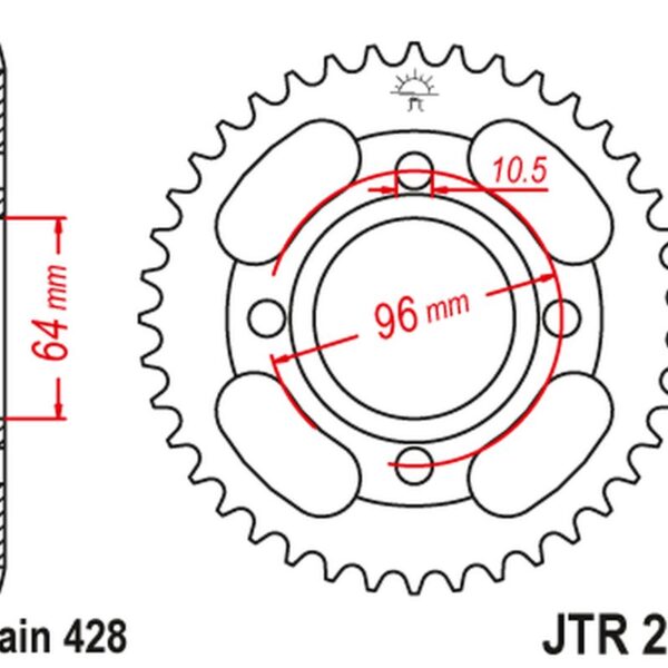 Zębatka Tylna 4521 44 Honda CG 125 ’00-06 (452144JT) (Łańc.428) | JT