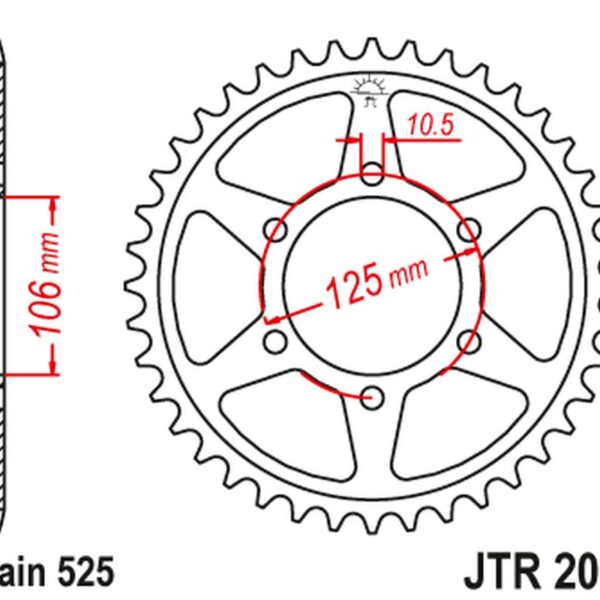 Zębatka Tylna 4529 50 Triumph 800 Tiger 11-19 (452950JT) (Łańc. 525) Czarna | JT