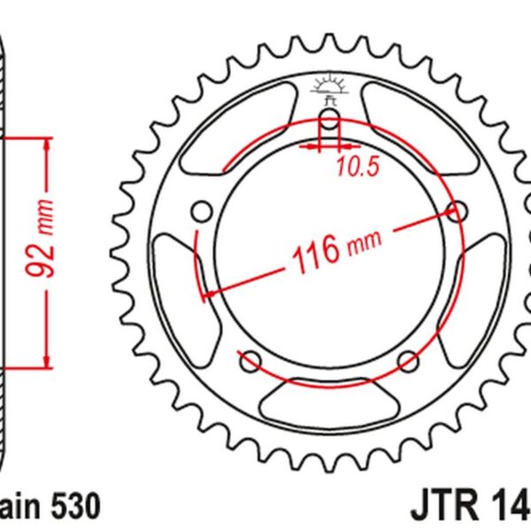 Zębatka TYLNA 4542 41 Kawasaki ZZR 1400 ’06-’18 (454241JT) (Łańc. 530) (CZARNA) | JT