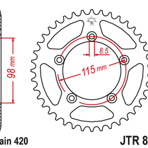 JT Zębatka napędowa – KTM SX 60/65 (455250JT) (ŁA… (1998-2021)