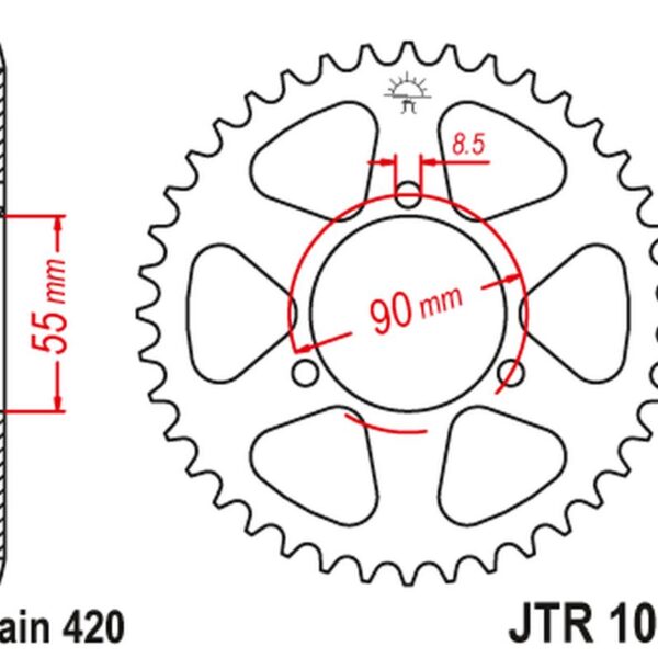 Zębatka Tylna 4575 47 Rieju 50 RS2 Matrix/Pro ’03-09′ Naked ’04-09 (457547JT) (Łańc.420) | JT