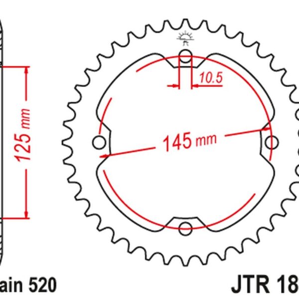 Zębatka TYLNA 4588 45 Yamaha YFZ 450R ’09-19, YFM 250/350/450/700 RAPTOR (458845JT) (Łańc. 520) – Może Zastąpić 85742JT | JT