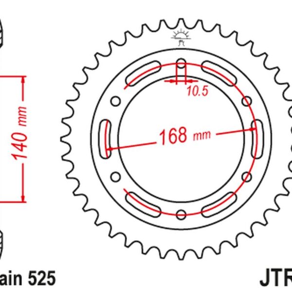 JT ZĘBATKA TYLNA 4613 41 BMW F 650 GS ’09-’12, F800GS 08-18 (-1) (461341JT) (ŁAŃC. 525) CZARNA