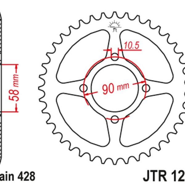 Zębatka TYLNA 4669 42 Honda CBR 125 11-17 (-2) (446942JT) (Łańc. 428) Otwór NA Śrubę 10, 5 – Może BYŻ Zastąpiona PRZEZ 269 42 | JT