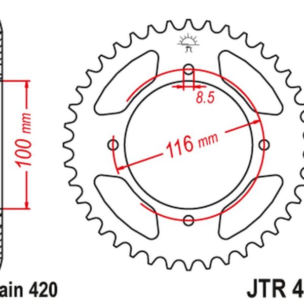 JT ZĘBATKA TYLNA 467 48 KAWASAKI KX 80/85 ’86-’17 (46748JT) (ŁAŃC. 420)