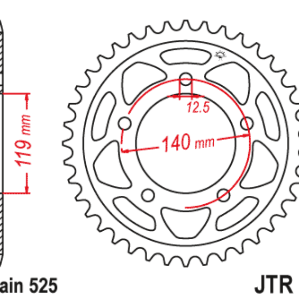 Zębatka TYLNA 4671 45 Bmw S 1000 RR ’19 (467145JT) (Łańc. 525) | JT