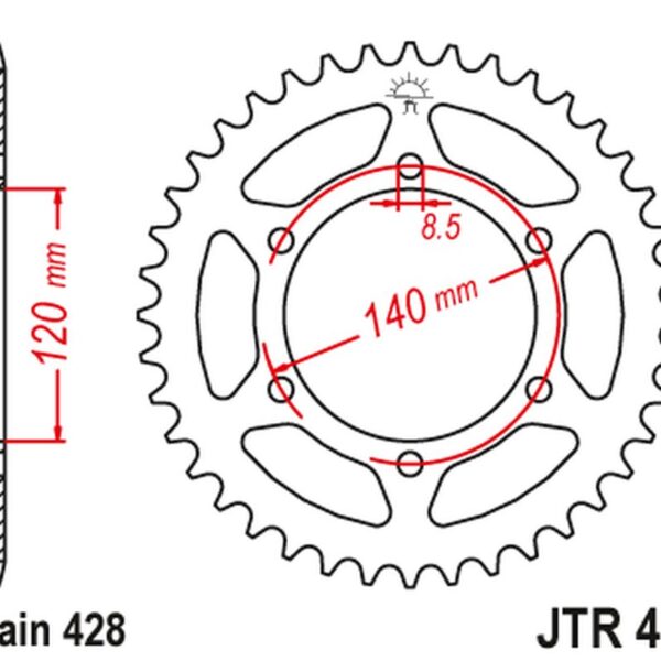 JT ZĘBATKA TYLNA 469 53 KAWASAKI KE 175 ’79-83′, KV 175 ’81-89′ (46953JT) (ŁAŃC.428) NA ZAMÓWIENIE