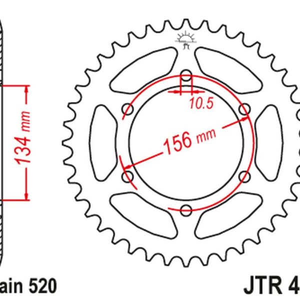 JT ZĘBATKA TYLNA 473 37 KAWASAKI Z 200 ’77-83′, Z 250 ’81-83′ (47337JT) (ŁAŃC.520)