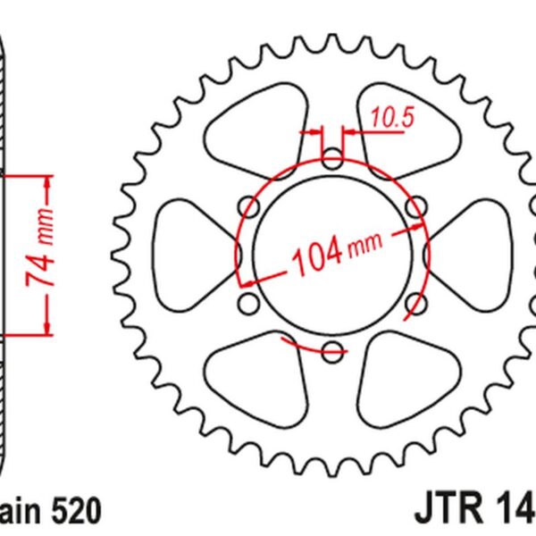 Zębatka TYLNA 475 40 Kawasaki KL 250 ’77-78′, KE 250 ’77-79′ (47540JT) (ŁAŃC520) | JT