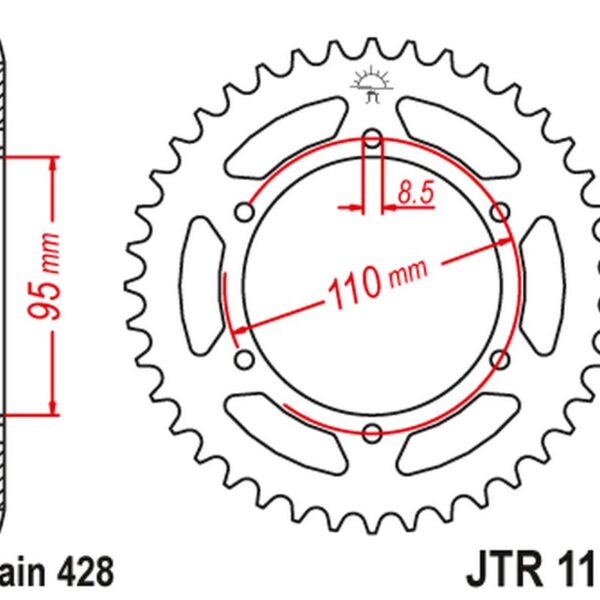 Zębatka Tylna 486 45 Cagiva 125 Elefant/Stx Aletta Rossa ’83-88′ (48645JT) (Łańc. 428) | JT