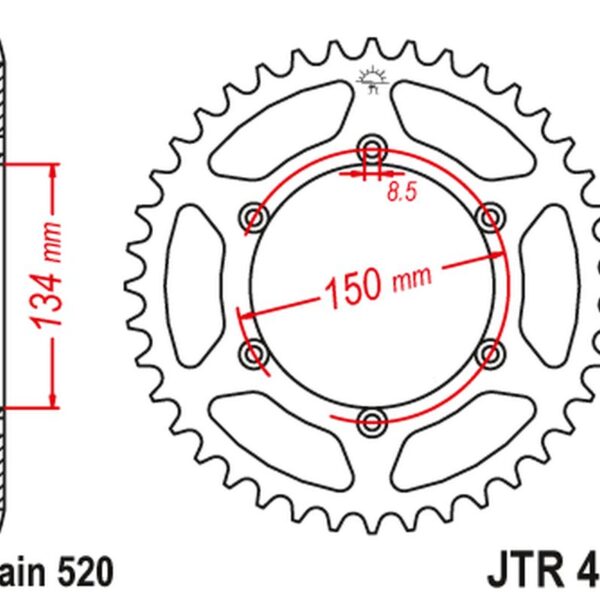 JT ZĘBATKA TYLNA 489 46 KAWASAKI KX/KXF `84-20 (48946JT) (ŁAŃC. 520)