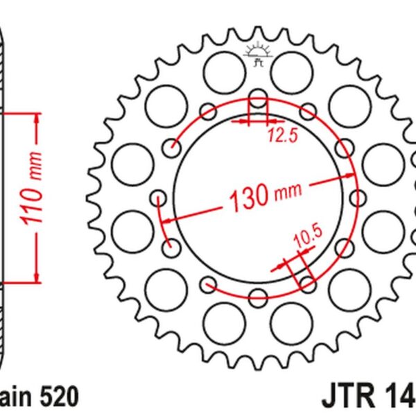 Zębatka TYLNA 504 44 Honda TRX 200 ’90-97′, Kawasaki EL 250 ’88-03′ (50444JT) (ŁAŃC.520) | JT