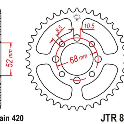 Zębatka Tylna 801 53 Suzuki ZR 50 '82-, APX 50 '84-89, TS 50 '79-83, TSX 50 '92-96, Kawasaki AE 50 '82-83, AR 50 '91-98 (80153JT) (Łańc. 420)